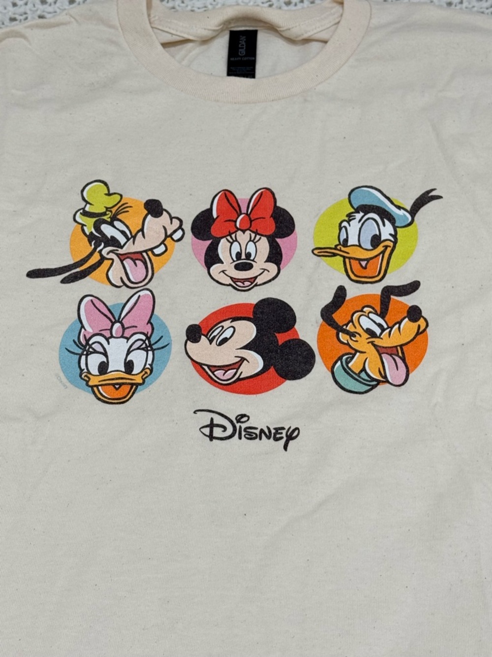 Disney Womens Juniors Regular Fit Mickey and Friends Graphic T-Shirt in cream xl - Picture 3 of 5